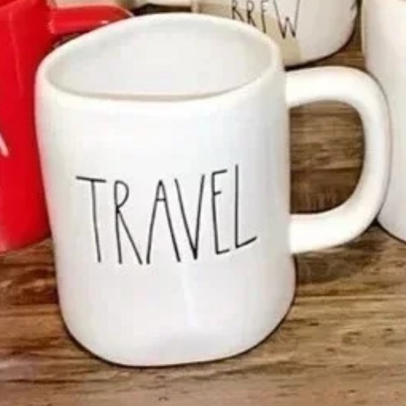 NWT Rae Dunn “TRAVEL” Ceramic Coffee/Tea Mug/Cup white/black - Picture 2 of 4